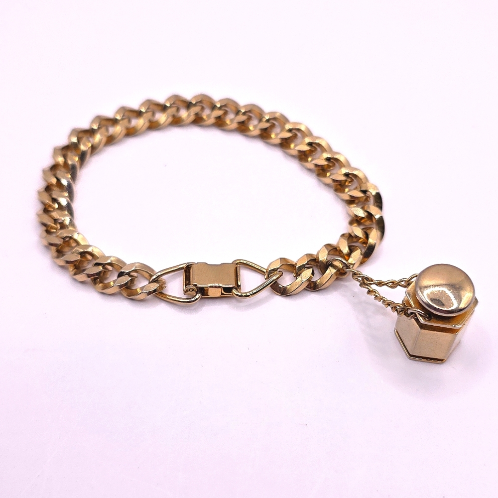 Vintage Goldtone Chain Bracelet with Perfume Bottle Charm